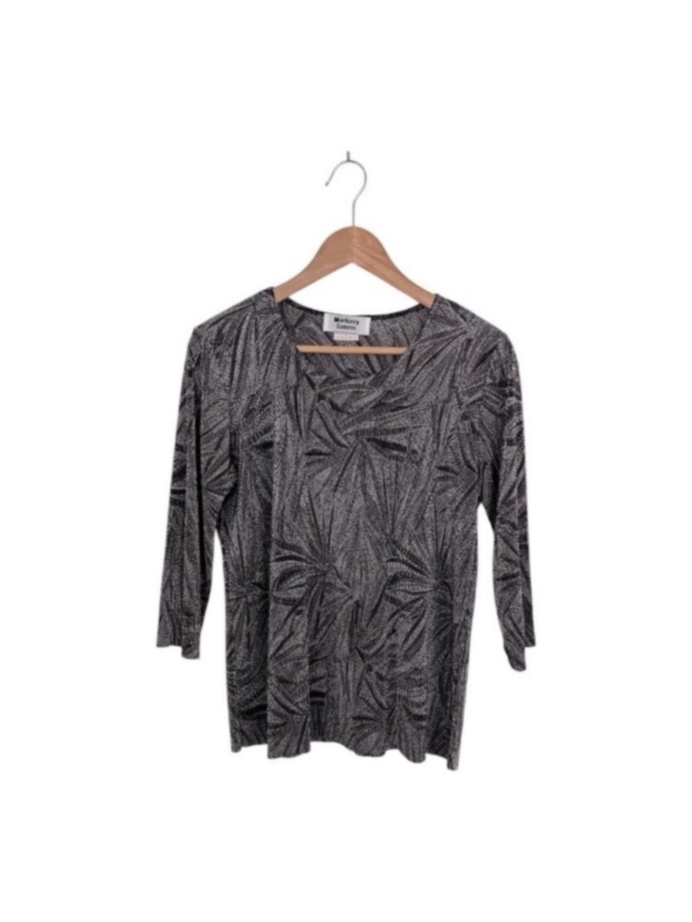 Monterey Canyon Black & Gray Abstract Print Long Sleeve Top size M